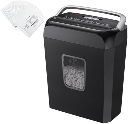 Bonsaii 6 Sheet Crosscut C237-B Paper Shredder for Home Office Use & 24 Pack Lubricant Sheets by bonsaii