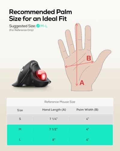 Nulea Wireless Ergonomic Vertical Trackball Mouse Thumb Control - Image 2