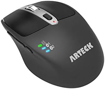 Arteck Wireless Bluetooth Mouse with Nano USB Receiver, Black, 4-Month Battery Life, Ergonomic Design by ARTECK