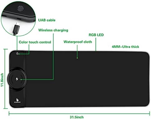 Mouse Pad,Gaming Desk Mat,Mouse Pad with Wireless Charging - Image 4