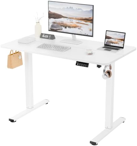 43"x24" Standing Desk,Height Adjustable Sit-Stand Desk Home Office, White by ERGOMAKER