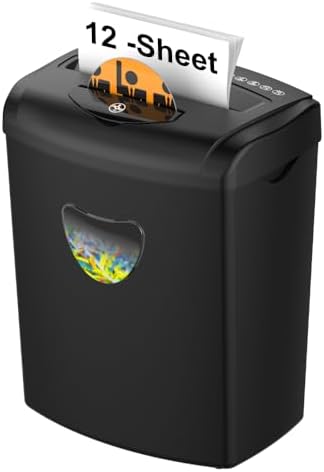 Woolsche 12-Sheet Cross Cut Paper Shredder with Large 5.55-Gallon Basket - P-4 Security, 3-Mode Shred for Cards/CDs/Staples/Clips - Jam Proof System for Office (ETL Certified) by Woolsche