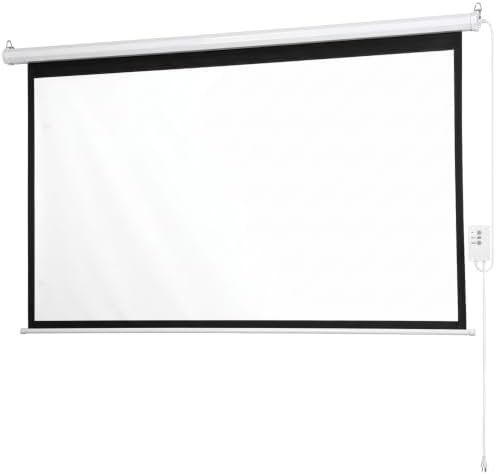 SUPER DEAL 92'' 16:9 HD Motorized Projection Screen with Remote Control, Foldable Anti-Crease Portable Projector Movie Screen for Home Theater Education Outdoor Indoor Public Display, White - Image 2