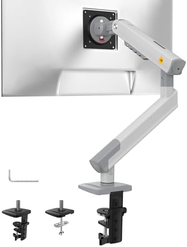 NB SmooVex™ Single Monitor Arm for Monitors 17'' to 32 inch, Mechanical Spring Mount Load up to 9 kg, VESA 75/100 mm Monitor-Mount A5 (White) by NBERGONOMIC