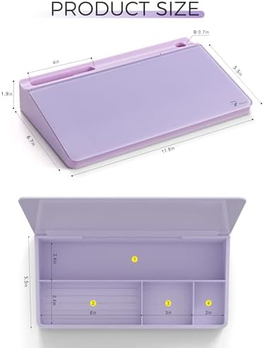 TOWON Compact Glass Desktop Whiteboard with Storage 12x7 in, Lavender - Image 6