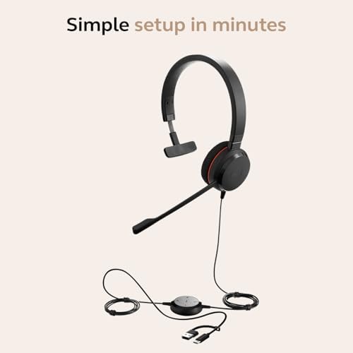 Jabra Evolve 20 (2025 Edition) Single-Ear Headset for Office and Home - Call Control - All Platforms - USB-C/A Connectivity - Black - Image 5