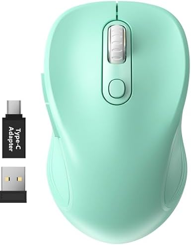 WisFox 2.4GHz Wireless Mouse for Laptop, Ergonomic 6-Button, Mint Green by Bringyouqualityproducts