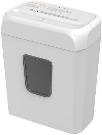 Bonsaii Low Noise Operation Paper Shredder, 6-Sheet Cross-Cut, Credit Card Shredder, Home Office, Handle for Document, Mail, Staple, 3.4 Gal Wastebasket, Easy-Carry Handle, White by bonsaii