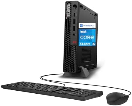 Lenovo ThinkStation P3 Tiny Desktop Computer, 14-core Intel Core i5-14500 vPro, 32GB DDR5, 1TB SSD, Display Port + HDMI, WiFi 6, RJ-45, USB-C, Wired Keyboard & Mouse, Windows 11 Pro by LENOVO