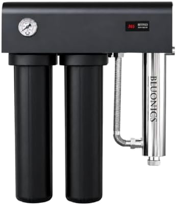 BLUONICS PRO Series Whole House Well Water Filtration System – Compact All-in-One Design with Dual 20” Filters, 48W UV Light, Pressure Gauge & Countdown Ballast by BLUONICS