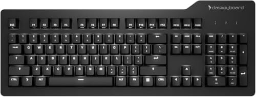 Das Keyboard Prime 13 Mark II Backlit Wired Mechanical Keyboard, Cherry MX2A Red Mechanical Switches, Clean White LED Backlit Keys, USB Pass-Through, Aluminum Top Panel (104 Keys, Black) by DasKeyboard