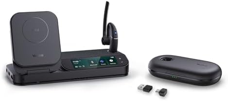 Yealink Bluetooth Headset Workstation, Office Wireless Headset with Mic, Speakerphone, Wireless Charging Pad, Charging Case, USB-C/A Dongle,Connect to Desk Phone, PC, Work with Teams Zoom by RedefineYourWorkplace