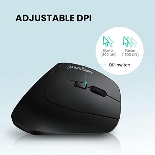 Perixx PERIMICE-804 Bluetooth Vertical Mouse, Bluetooth Connection for Windows and Android System, Works Without USB Receiver, Black - Image 5