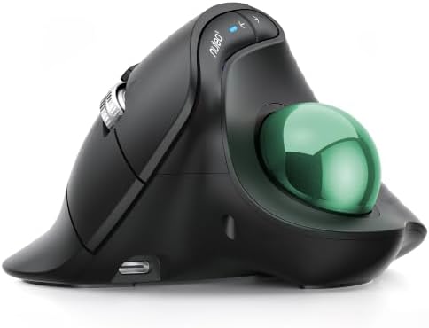 Nulea Wireless Ergonomic Vertical Trackball Mouse Thumb Control (E-Green) by Nulea