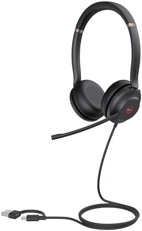 Yealink UH37 Dual USB Noise Cancelling Headset Wired Headset for PC Laptop, Teams Certified, USB-A and USB-C Cable, Works with Zoom and Other Leading UC Platforms - Image 5