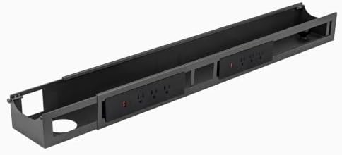 Desky Integrated Cable & Power Channel 6 Plugs Space Gray by Desky