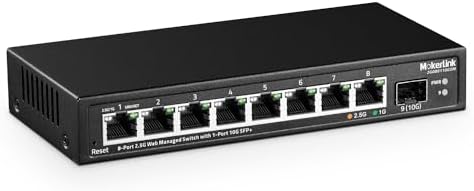 MokerLink 8 Port 2.5 Gigabit Managed Switch with 10G SFP+ Slot, 8 x 2.5G Base-T Ports Compatible with 10/100/1000Mbps, Mini Size Metal Managed Fanless Network Switch by MokerLink