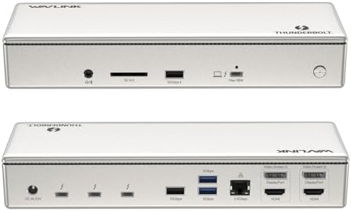 WAVLINK Thunderbolt 4 Dock with 100W Charging, Displaylink Docking Station Quad 4K@60Hz Monitor,3 Thunderbolt 4 Ports, 2.5G Ethernet, Thunderbolt Dock for Mac M1-M4 and PC,Displaylink Driver Required by WAVLINK%C2%AE