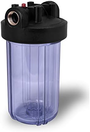 10 x 4.5 Whole House Water Filtration System, Transparent Housing, 1" Inlet/Outlet Brass Ports, Pressure Relief Button, 5 Mic Activated Carbon Block Cartridge, Meets NSF Standards & Regulations (10") - Image 2