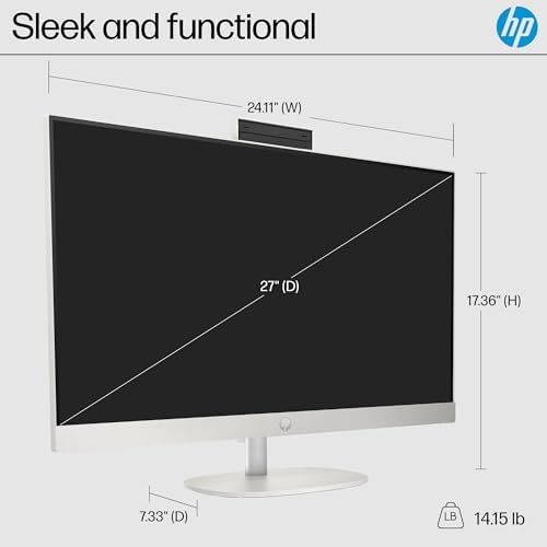 HP 27 inch All-in-One Desktop PC, FHD Display, AMD Ryzen 7 7730U, 32 GB RAM, 1 TB SSD, AMD Radeon Graphics, Windows 11 Home, 27-cr0012 (2024) - Image 5