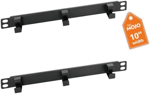 Tecmojo 2 Pack 0.5U Horizontal Cable Manager with 3 D-Rings, Metal Rackmount Cable Organizer for 10" Server Rack & Network Cabinet, Black by Tecmojo