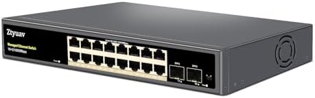 18-Port Full Gigabit Smart Managed Ethernet Switch-16 RJ45 Ports & 2 SFP Ports, Web & APP Managed, VLAN/QoS/IGMP/LAG/TELNET/CLI Supported, Home Office Network Hub, Metal Plug & Play by ProfessionalNetworkSwitchManufacturer