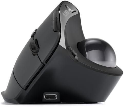 Nulea Wireless Trackball Mouse, 54° Vertical Ergonomic Thumb Control-Black by Nulea