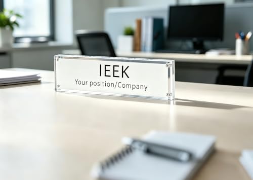 IEEK Acrylic Desk Name Plate, Clear Acrylic Block Nameplate Double Sided Holder, DIY Personalized Name, 2.5x10 Inch (Pack of 3) - Image 5