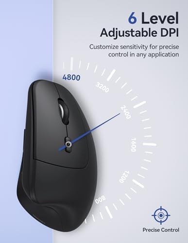 TECKNET Wireless Vertical Mouse, 2.4G+2*BT Rechargeable Bluetooth Mice - Image 4