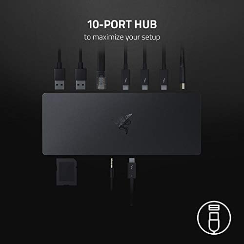 Razer Thunderbolt 4 Dock: 10 Ports in 1-Dual 4K or Single 8K Video Output-USB A and C Hub,2.5 GbE Thunderbolt 3,Mac,and PC Compatible-Thunderbolt 4 Certified-Passthrough Charging-Chroma (Pack of 3) - Image 3