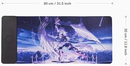 Extra Large Desk Pad with 15W Wireless Charging, for Genshin Impact Robin (Zhi Geng Niao), QI-Compatible, LED Indicator, 31.5"x11.8" - Image 5