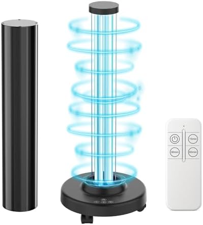 SANSI 120W UVC Cart with Wheels, Portable Mobile UV Light, Remote & 3 Timer, Ozone-Free, 16.4FT Power Cord, for Large Space by SANSI