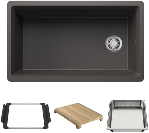 BLANCO Inteos SILGRANIT 33" Single Bowl Workstation Kitchen Sink Cinder by BLANCO