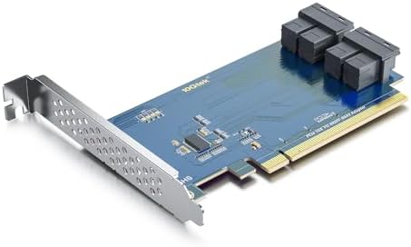 ipolex PCIe to SFF-8643 Adapter for U.2 NVMe SSD, PCIe 3.0 X16, Quad SFF-8643 Ports, SAS Adapter Card Support Windows 10/2016/2019, VMware ESXi 6/7, Linux 18/20/21, REHL/Cent0S 7/8 and More by ipolexUS