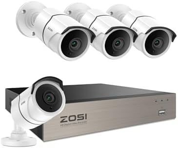 ZOSI 8CH 3K Lite Home Security Camera System with One-Way Audio,H.265+ 8-Channel CCTV DVR,AI Human/Vehicle Detection,4pcs 1080p Bullet Metal Cameras Indoor Outdoor,120FT Night Vision,No Hard Drive by ZOSI