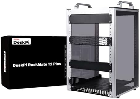 GeeekPi 8U Server Rack Cabinet, DeskPi RackMate T1 Plus,10 inch Network Rack for Servers, Network, A/V Equipment, 10.23inch/260mm Depth (Silver) by GeeekPi