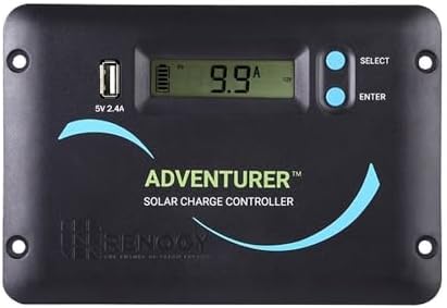 Renogy 30A 12V/24V PWM Solar Charge Controller with LCD Display Flush Mount Design Negative Ground, Compatible with Sealed, Gel, Flooded and Lithium Batteries, Adventurer 30A,black by RenogySolar