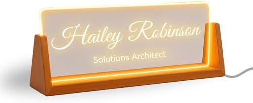Professional Office Name Plate - Custom Name Plate with Led Stand Acrylic Custom Name Plate for Office Decor Corporate Gift Gift for Team Members Valentines Day (Design 4) by ClickedCraft