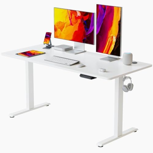 CubiCubi 60 x 24 Large One-Piece Electric Adjustable Standing Desk, White by CubiCubi
