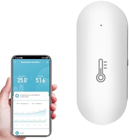 JCHENG Temperature Humidity Sensor for TUYA Zigbee Gateway Exclusively- Remote Monitoring, Extended Battery Life, App Control, Smart Home Automation by JCHENGSECURITY