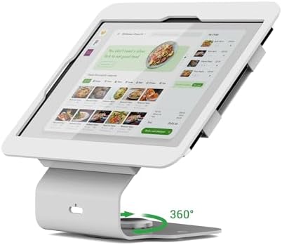Kiosk POS Tablet Stand Compatible with iPad 10 gen 10.9 inch, 11"(A16), air 4 5 10.9", Pro 11" 1st 2nd 3rd 4th gen., iPad air 11", Retail Stand with 360° Swivel Base, White, BSC101WS by Pinikox