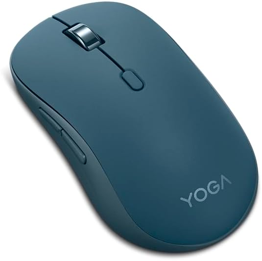Lenovo Yoga Bluetooth Silent Mouse, 3 Level DPI Adjustment, 36 Month Battery Life, Bluetooth 5.3, 3 Device Paring, Whisper Quiet, Programmable Buttons, Smooth Finish, Tidal Teal by LENOVO