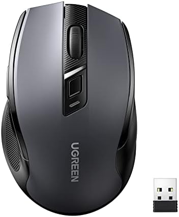 UGREEN Wireless Mouse 2.4G with USB Receiver, 5-Level 4000 DPI 6 Buttons,18 Months Battery Life Cordless Mouse, Ergonomic Computer Mice for Laptop, Computer, PC, MacBook, Chromebook Black by UGREEN