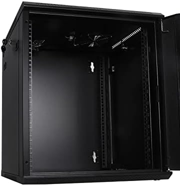 RackPath 12U Wall Mount Server Cabinet Network Rack Enclosure, Quiet Cooling Fan, Perforated Door, Black - Image 5