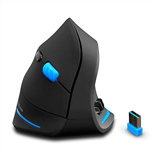 ZLOT Vertical Wireless Mouse,2.4G USB Optical Ergonomic Mice with 3 Adjustable DPI 1000/1600/2400 and 6 Buttons for Laptop, PC, Computer, Desktop, Black by Unknown