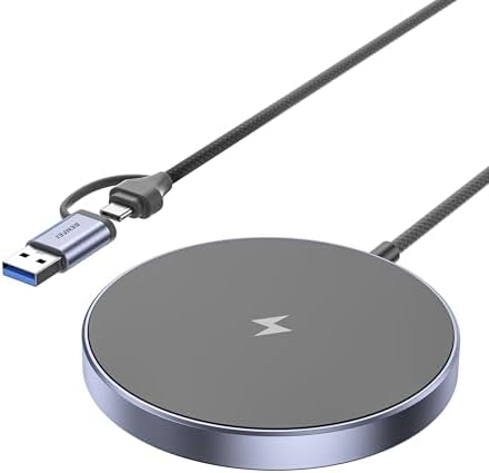 BENFEI Magnetic Wireless Charger Compatible with MagSafe for iPhone 17/16/15/14/13/12, Aluminum, up to 7.5W, 1.5m Cable by BENFEI