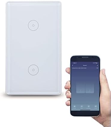 Zigbee Smart Touch Wall Light Switch, App/Voice Control, Night Vision, Tuya Gateway Required (White, 2 Gang（Neutral Wire Required）) by Gantch
