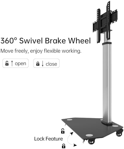 JAV Smart Board Portable Stand for 43-55 Inch, Interactive Whiteboard Stand with Four Lockable Wheels, Height Adjustable Mobile Cart for Office Classroom - Image 4