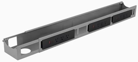 Desky Integrated Cable & Power Channel 9 Plugs Grey by Desky