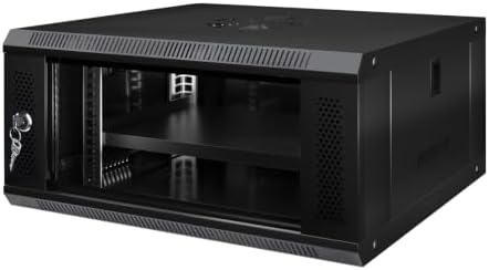 6U Wall Mount Server Cabinet IT Network Rack Enclosure Lockable Glass Door Black by JIZEUO